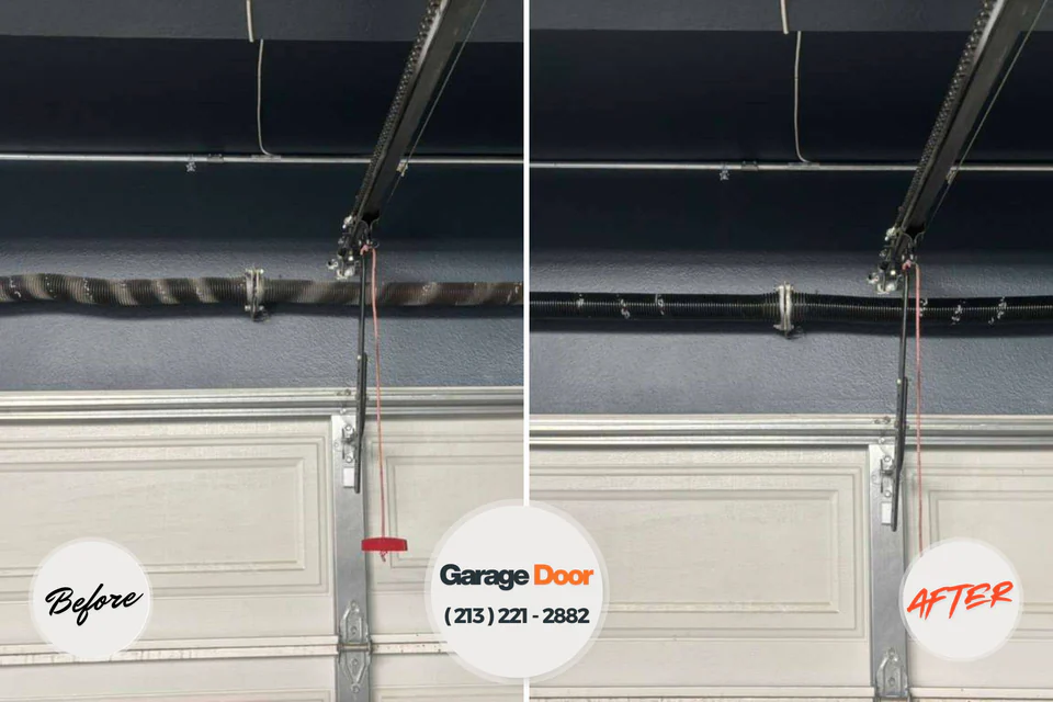 Before and after: garage door repair Okemah, OK
